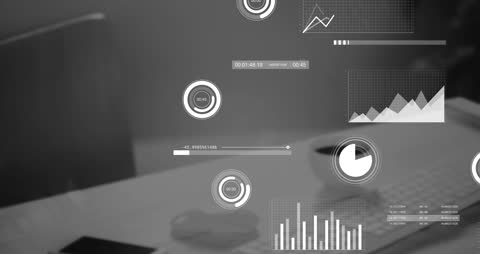 Digital Data Dashboard Interface on Modern Office Desk