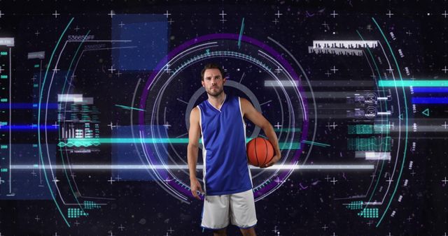 Basketball Player with Futuristic Data Interface Design - Download Free Stock Images Pikwizard.com