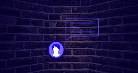 Digital media communication interface on brick backdrop