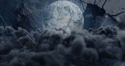Moonlit Night with Storm Clouds and Lightning - Download Free Stock Images Pikwizard.com