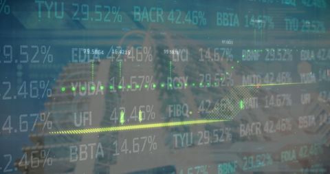 Stock Market Data Overlay on City Buildings - Download Free Stock Images Pikwizard.com