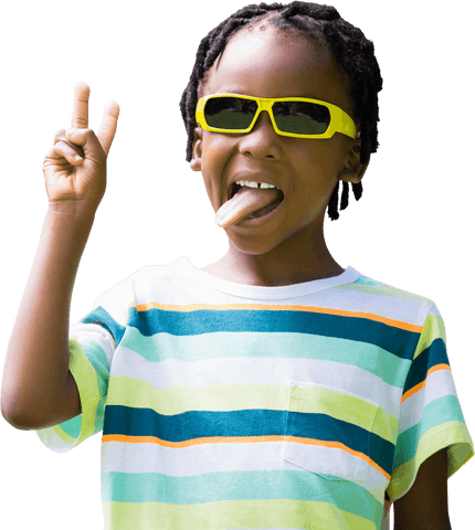 playful boy with dreadlocks wearing sunglasses and striped shirt on transparent background - Download Free Stock Videos Pikwizard.com