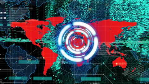 Digital Security Interface with Scanning World Map Animation