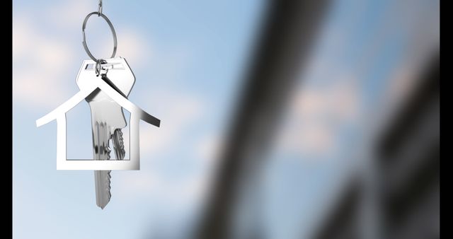 House Shaped Keychain Hanging with Keys Outdoors - Download Free Stock Images Pikwizard.com