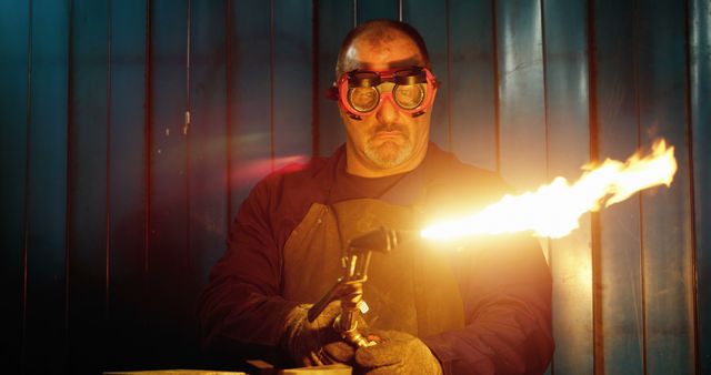 Metalworker Using Blowtorch for Welding Task - Download Free Stock Images Pikwizard.com