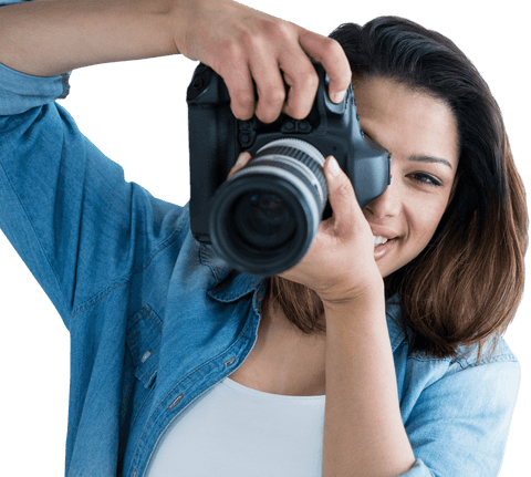 young woman holding dslr camera with transparent background - Download Free Stock Videos Pikwizard.com