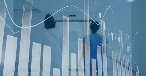 financial graphs overlay with female doctors moving fast - Download Free Stock Images Pikwizard.com
