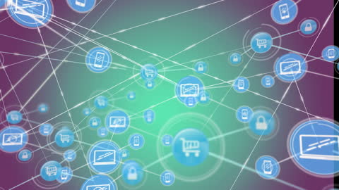 Abstract Digital Network with E-commerce and Communication Icons