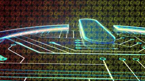 Neon Circuitry Lines and Abstract Geometric Patterns