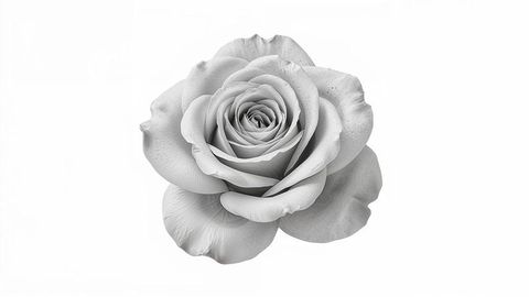 Solitary Monochromatic Rose on White Background