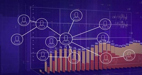 Connected user icons on data analytics dashboard