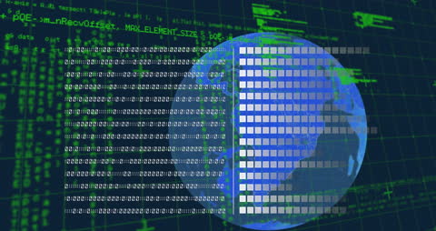 Digital Data Flow with Earth and Code Overlay