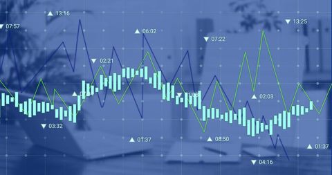 Digital Financial Data Analytics Overlay in Modern Office - Download Free Stock Images Pikwizard.com
