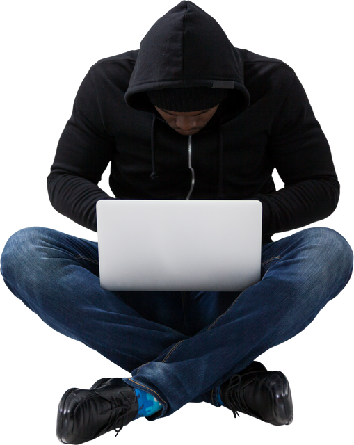 Transparent Male Hacker Using Laptop Sitting Cross-Legged - Download Free Stock Videos Pikwizard.com