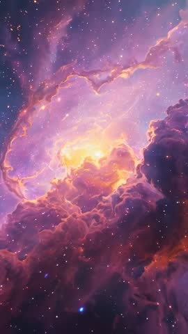 Vertical Nebula Video Swirling Glowing Core Ignition Lighting Stellar Dust