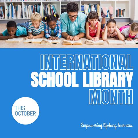 Diverse Group Celebrating International School Library Month with Reading - Download Free Stock Templates Pikwizard.com