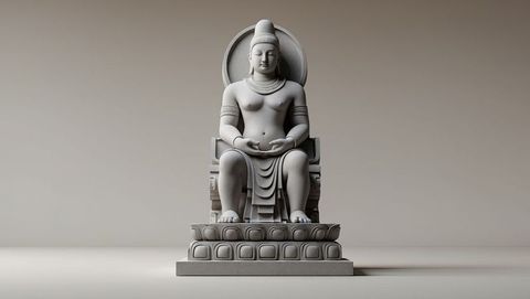 Serenity in stone: meditative sculpture on lotus pedestal