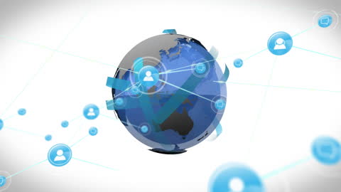 Global Network Connections with Digital User Icons