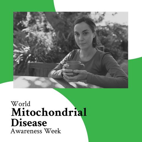 woman with coffee cup promotes mitochondrial disease awareness - Download Free Stock Templates Pikwizard.com