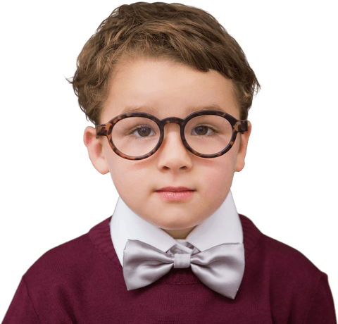 Young schoolboy wearing glasses stylish formal outfit transparent background