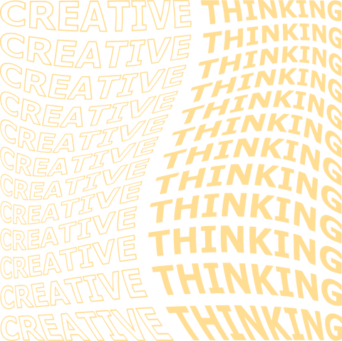 Warped typographic creativity and thinking transparent abstract design