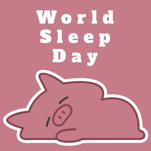 Adorable Cartoon Pig Promoting World Sleep Day - Download Free Stock Templates Pikwizard.com