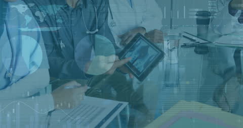 Medical Professionals Analyzing Data on Digital Devices