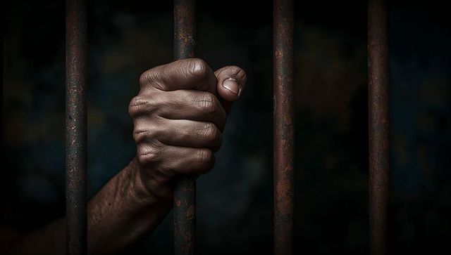 Illustrates themes of confinement, incarceration, and oppression with a focus on resilience and determination in facing adversities. Suitable for use in articles, social issues, unjust imprisonment discussions, or as a metaphor for entrapment in a challenging situation.