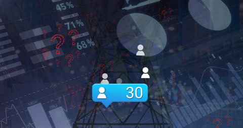 Abstract Data Processing with Numbers Overlying Digital Icons