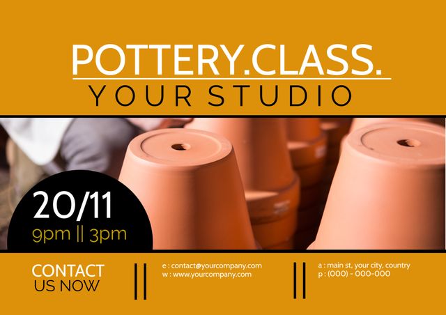 Pottery Class Advertisement with Terracotta Pots - Download Free Stock Templates Pikwizard.com