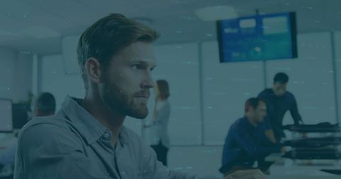 Entrepreneur monitoring digital financial dashboard in office