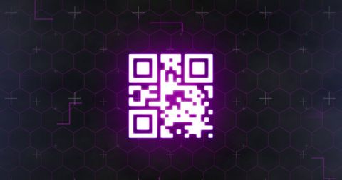 glowing qr code on digital hexagon background - Download Free Stock Images Pikwizard.com