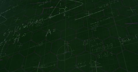 Green Chalkboard with Trigonometry Formulas and Diagrams