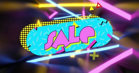 Vibrant Retro Style Sale Banner with Neon Accents