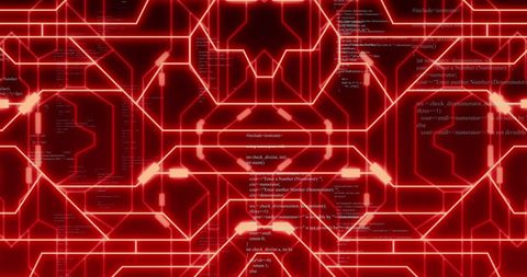Data Processing Over Integrated Circuits in High-Tech Red Emission - Download Free Stock Images Pikwizard.com