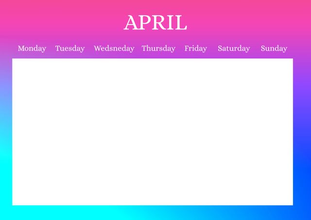 Vibrant Gradient April Calendar for Spring with Blank Space - Download Free Stock Videos Pikwizard.com