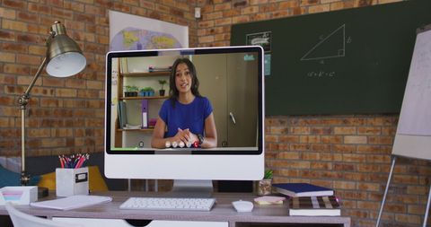 Remote Online Meeting with Female Professional on Computer - Download Free Stock Images Pikwizard.com