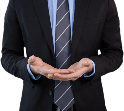 Transparent Businessman Cupped Hands Showing Elegance and Offering