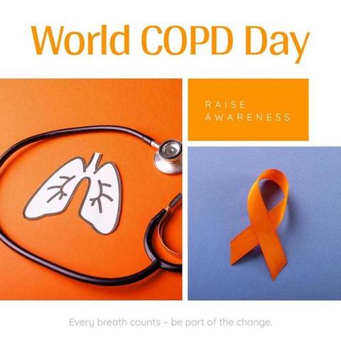 World COPD Day Awareness Campaign with Orange Ribbon and Lung Graphic ...