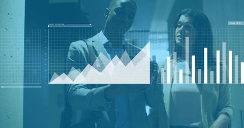 Professional Analysis with Financial Data Overlay in Modern Office - Download Free Stock Images Pikwizard.com