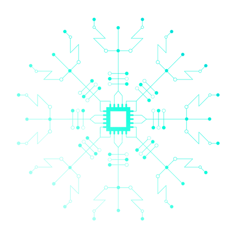 transparent circuit snowflake with chip center and turquoise traces - Download Free Stock Videos Pikwizard.com