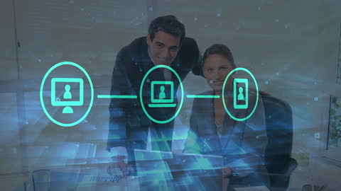 Digital Networking Concept With Business Professionals