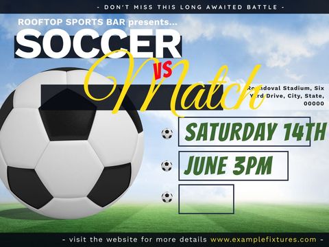 Dynamic Soccer Match Promotional Event Poster - Download Free Stock Templates Pikwizard.com