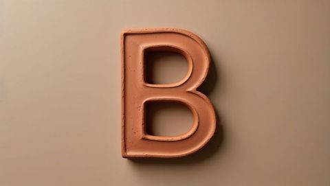 Terracotta letter b on neutral beige background