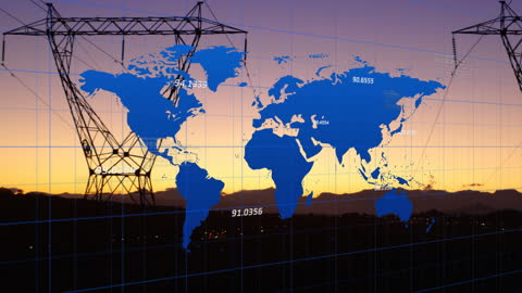 Data Flow Across Global Power Network Concept