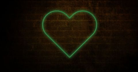 Glowing Neon Heart Icon on Dark Brick Wall Background - Download Free Stock Images Pikwizard.com