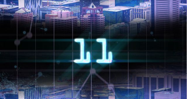 Glowing Digital Countdown Over Urban Cityscape - Download Free Stock Images Pikwizard.com