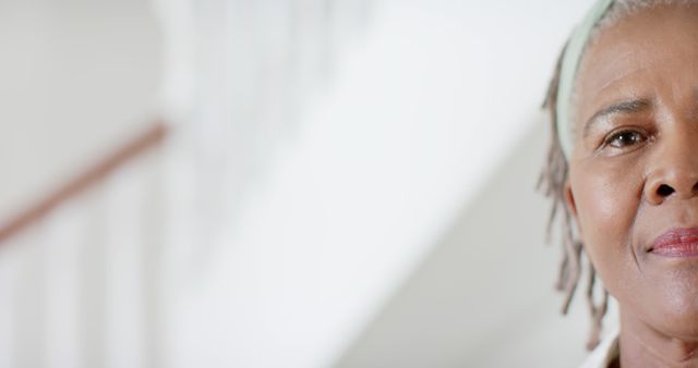 Close-up of Thoughtful Elderly Woman with Grey Hair - Download Free Stock Images Pikwizard.com