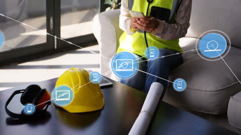 Engineer Analyzing Network Technology on Smartphone