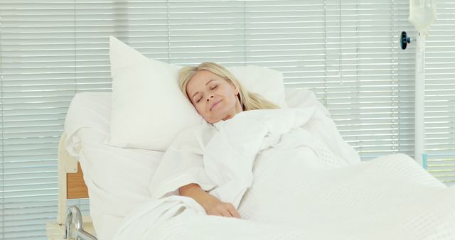 Smiling Woman Resting in Hospital Bed - Download Free Stock Images Pikwizard.com